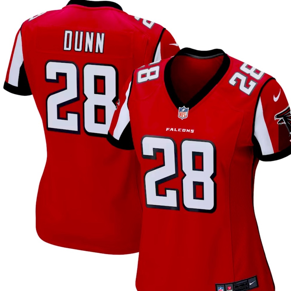 Women's Nike Warrick Dunn Red Atlanta Falcons Retired Player Game Jersey.Size L.
